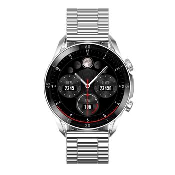 Smartwatch męski Garett V10 srebrny stalowy. Smartwatch męski Garett. Zegarek męski Garett. Męski zegarek z bluetooth. Męski zegarek smartwatch z rozmowami. Zegarek z funkcjami sportowymi. Zegarek męski na bransolecie Garett idealny na preze.jpg